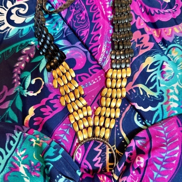 PAPILLON, NWOT, MAXI DRESS IN ROYAL BLUE WITH COLORFUL PAISLEY ACCENTS. SIZE M - Picture 8 of 11